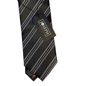 Joseph Elegant Black and White Striped Tie 60”